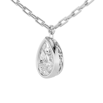 2CTW Pear Lab-Grown Diamond Bezel Strata Chic Collection Necklace 1 Stone