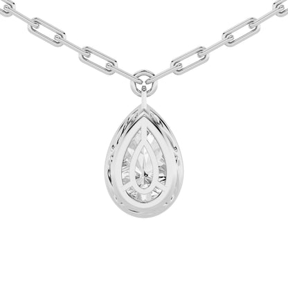 2CTW Pear Lab-Grown Diamond Bezel Strata Chic Collection Necklace 1 Stone
