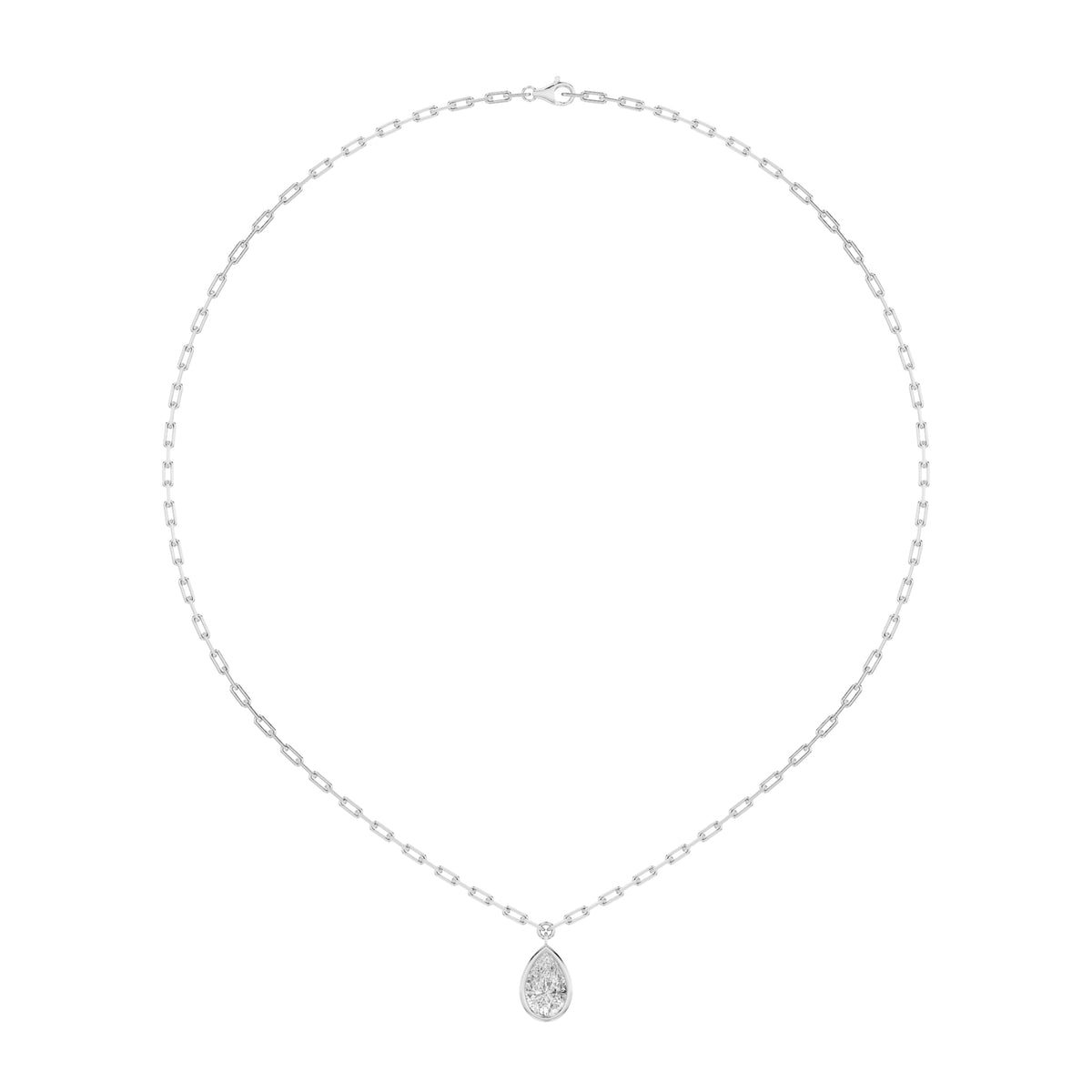 2CTW Pear Lab-Grown Diamond Bezel Strata Chic Collection Necklace 1 Stone
