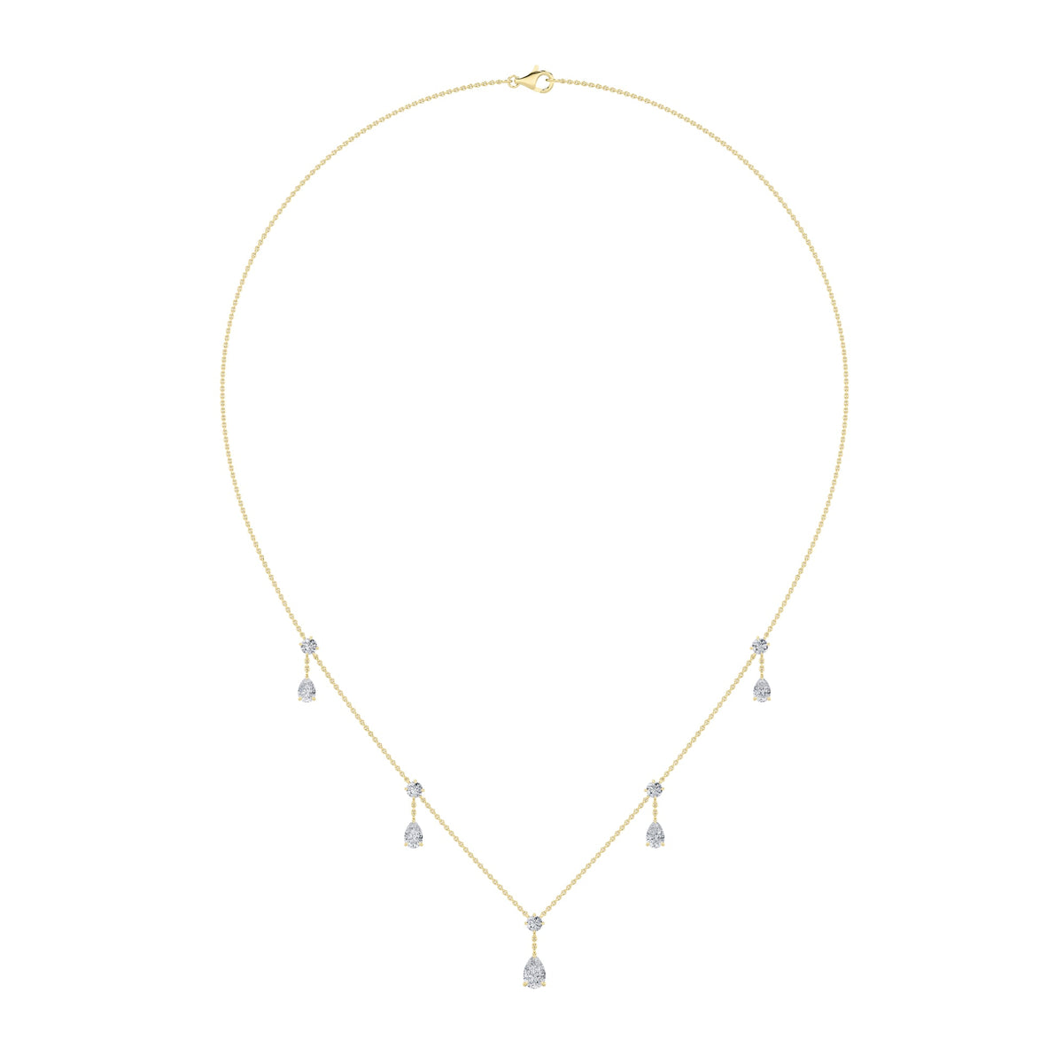 3CTW Pear Lab-Grown Diamond Prong Solitaire Necklace 10 Stones