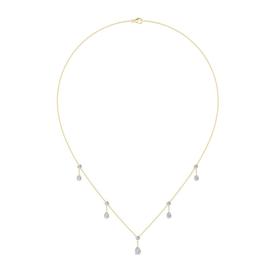 3CTW Pear Lab-Grown Diamond Prong Solitaire Necklace 10 Stones