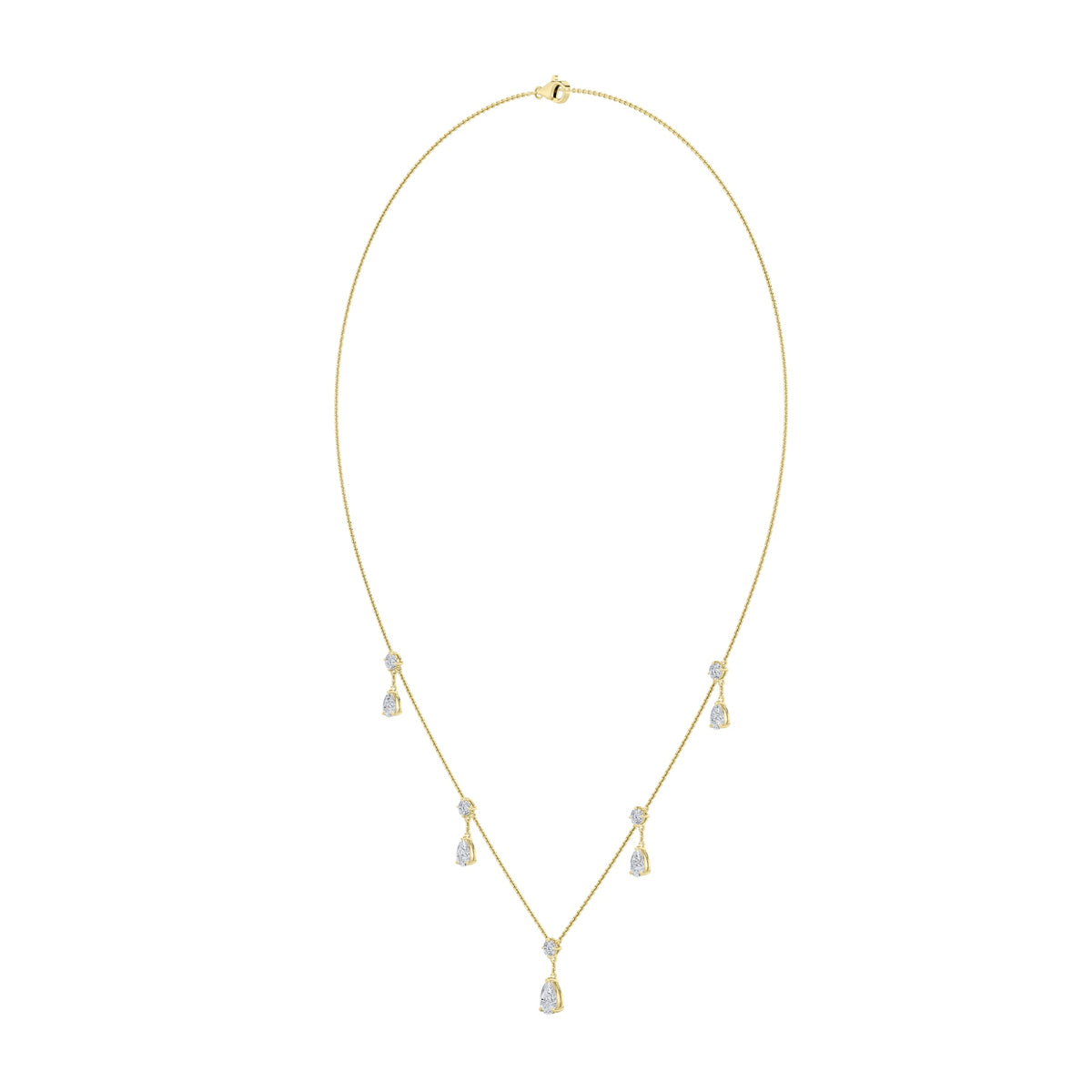 3CTW Pear Lab-Grown Diamond Prong Solitaire Necklace 10 Stones