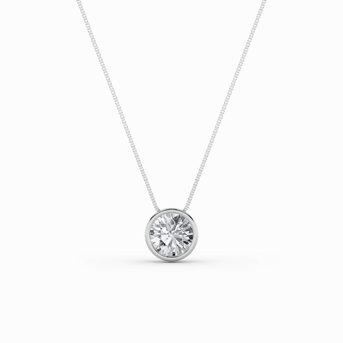 2CTW Round Lab-Grown Diamond Bezel Solitaire Pendant 1 Stone 14mm Length