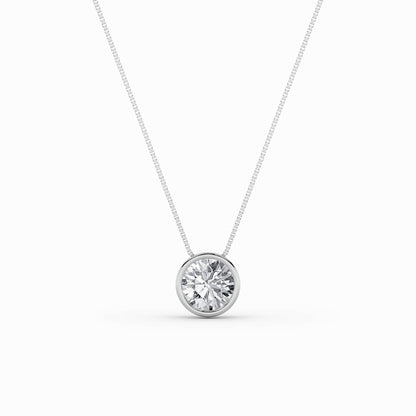 2CTW Round Lab-Grown Diamond Bezel Solitaire Pendant 1 Stone 14mm Length