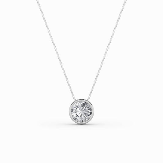 2CTW Round Lab-Grown Diamond Bezel Solitaire Pendant 1 Stone 14mm Length