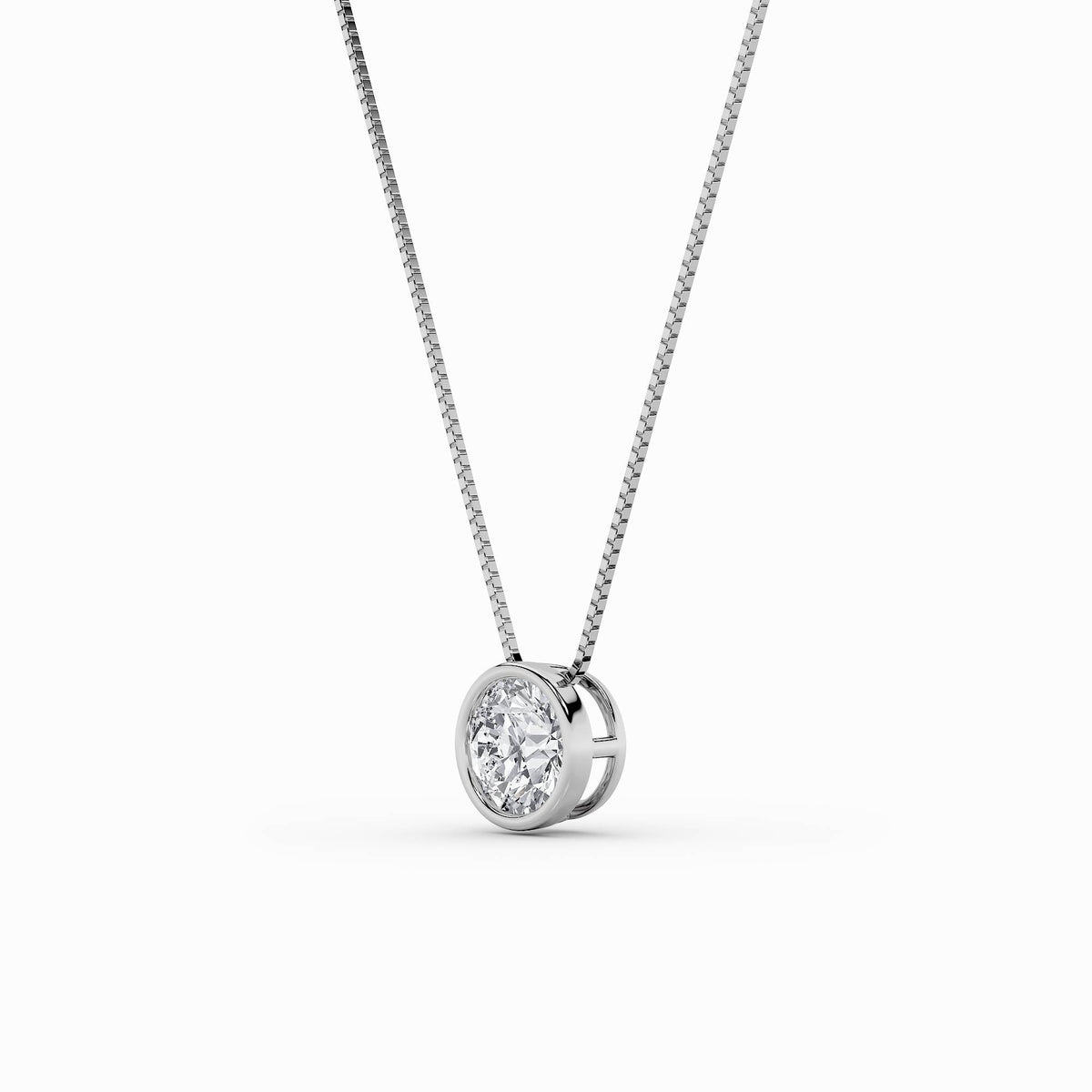 2CTW Round Lab-Grown Diamond Bezel Solitaire Pendant 1 Stone 14mm Length