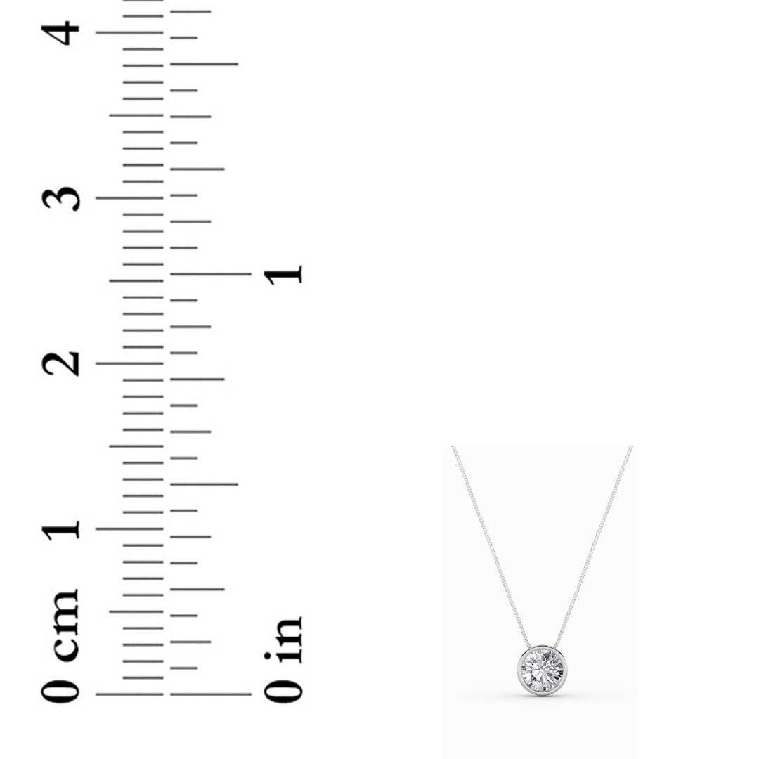 2CTW Round Lab-Grown Diamond Bezel Solitaire Pendant 1 Stone 14mm Length