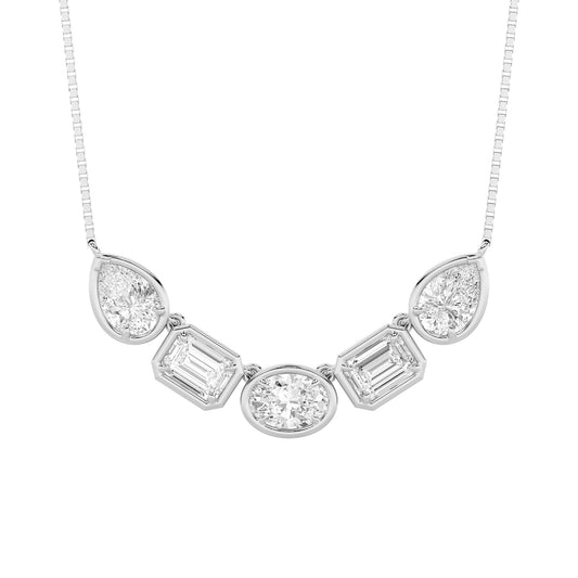 2.5CTW Oval Lab-Grown Diamond Prong Five Stone Necklace 5 Stones