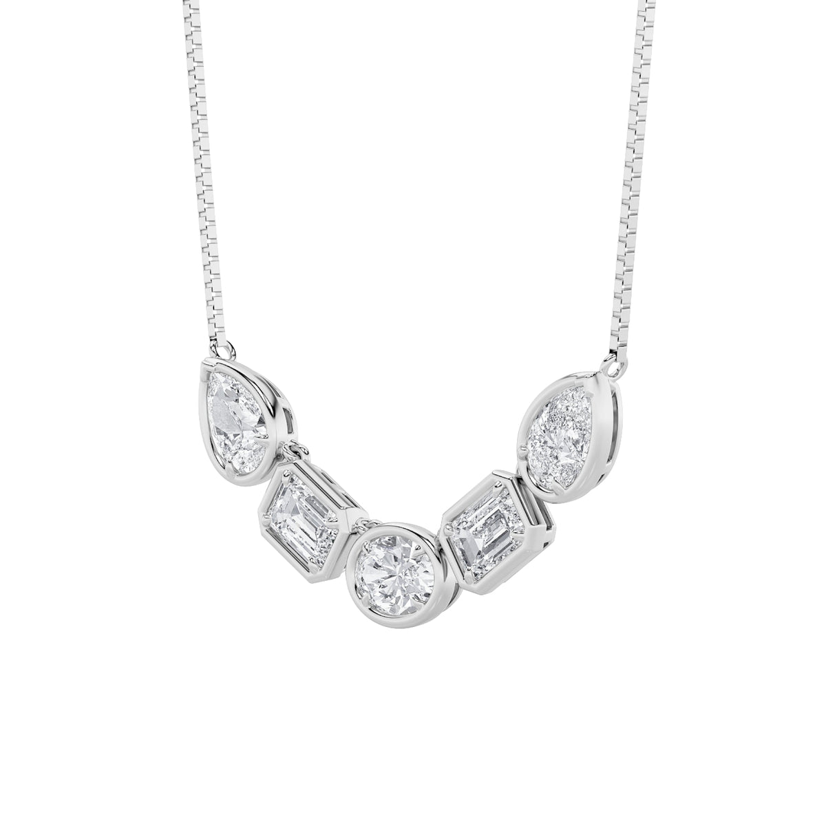 2.5CTW Oval Lab-Grown Diamond Prong Five Stone Necklace 5 Stones