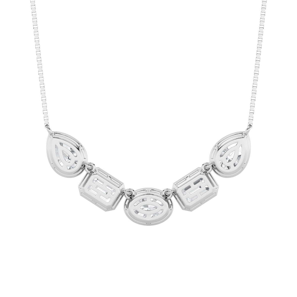 2.5CTW Oval Lab-Grown Diamond Prong Five Stone Necklace 5 Stones