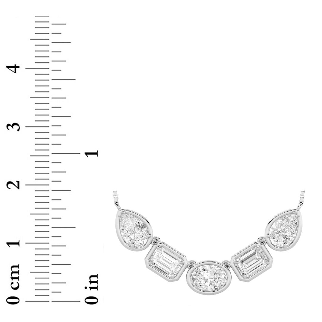 2.5CTW Oval Lab-Grown Diamond Prong Five Stone Necklace 5 Stones