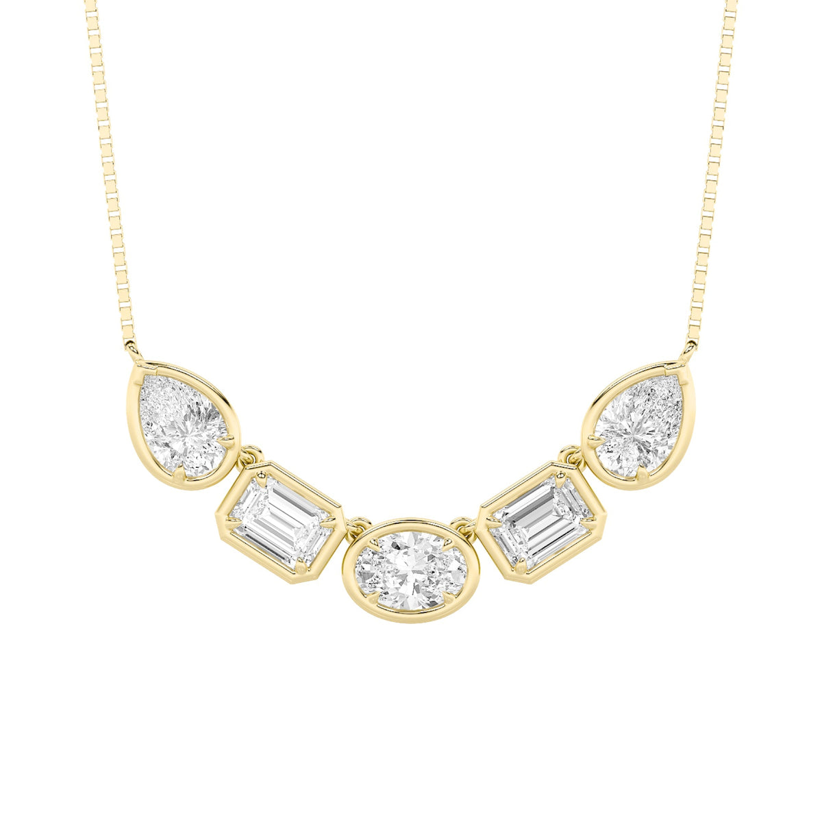 2.5CTW Oval Lab-Grown Diamond Prong Five Stone Necklace 5 Stones