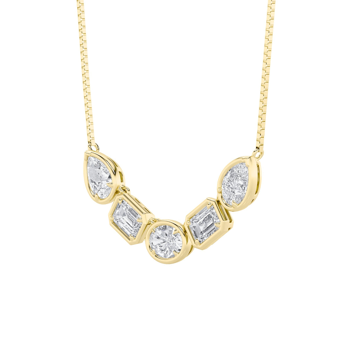 2.5CTW Oval Lab-Grown Diamond Prong Five Stone Necklace 5 Stones