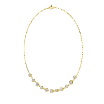 4CTW Emerald, Pear, Oval and Round Lab-Grown Diamond Prong Station Necklace 11 Stones