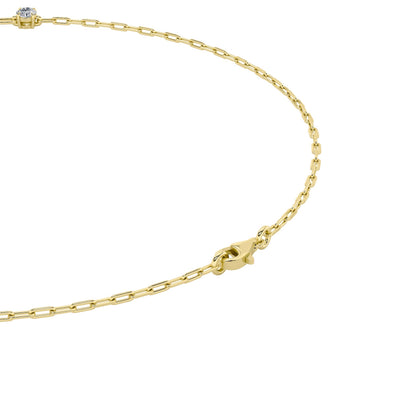 4CTW Emerald, Pear, Oval and Round Lab-Grown Diamond Prong Station Necklace 11 Stones