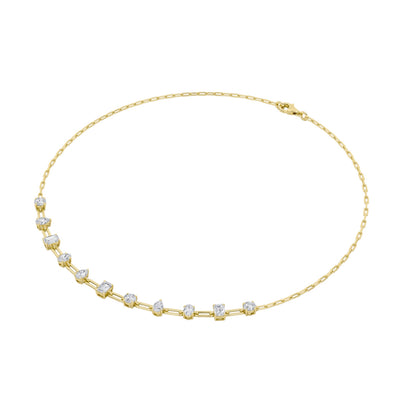 4CTW Emerald, Pear, Oval and Round Lab-Grown Diamond Prong Station Necklace 11 Stones