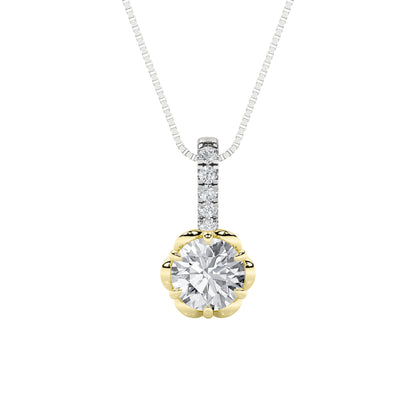 1.5CTW Round Lab-Grown Diamond Prong Two Tone Pendant 6 Stones