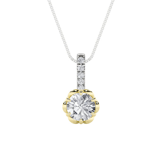 1.5CTW Round Lab-Grown Diamond Prong Two Tone Pendant 6 Stones