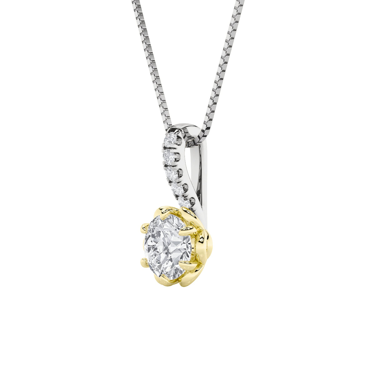 1.5CTW Round Lab-Grown Diamond Prong Two Tone Pendant 6 Stones