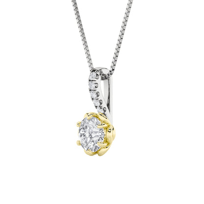 1.5CTW Round Lab-Grown Diamond Prong Two Tone Pendant 6 Stones