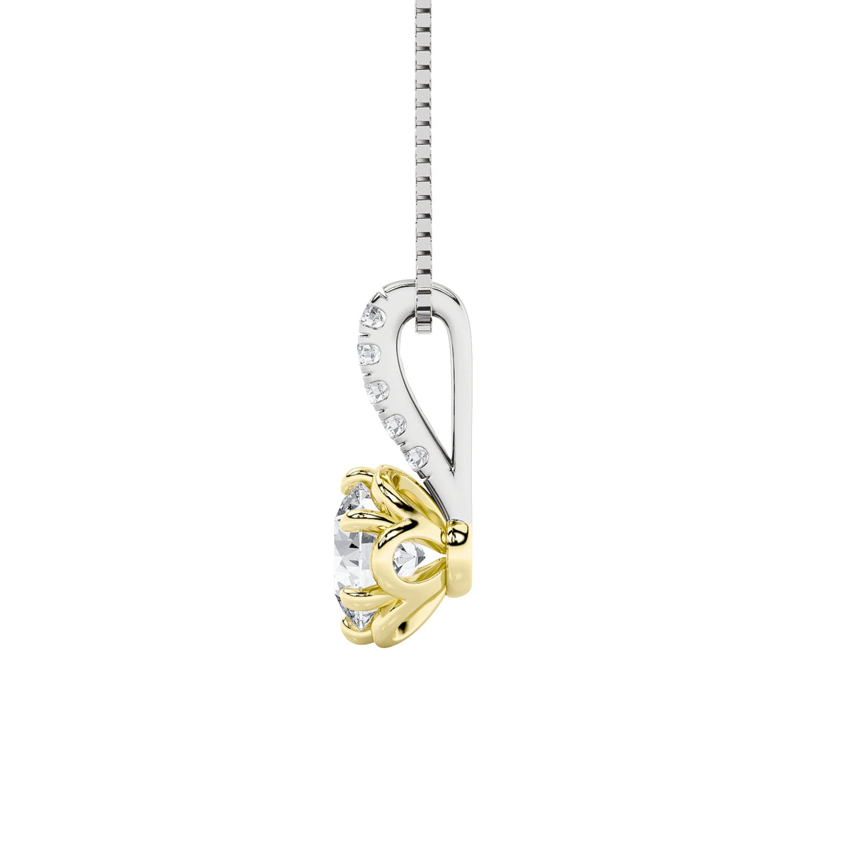 1.5CTW Round Lab-Grown Diamond Prong Two Tone Pendant 6 Stones