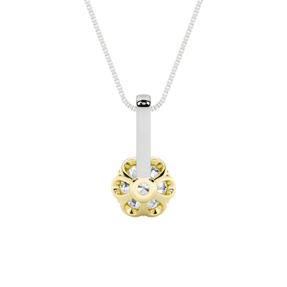 1.5CTW Round Lab-Grown Diamond Prong Two Tone Pendant 6 Stones