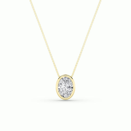 1CTW Oval Lab-Grown Diamond Bezel Set Solitaire Pendant 1 Stone