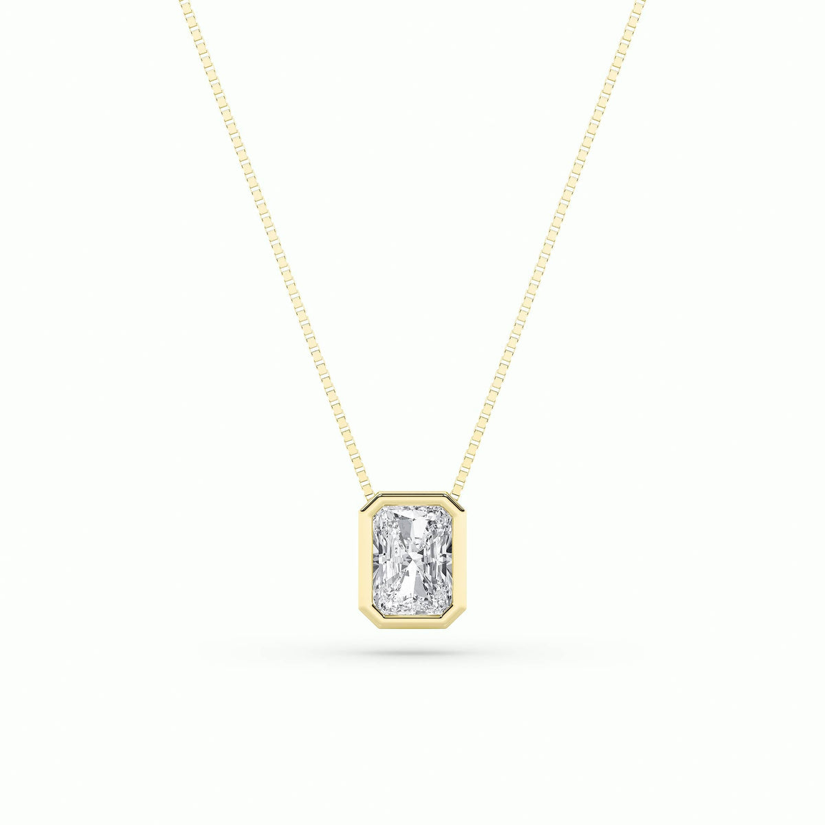 1CTW Radiant Lab-Grown Diamond Bezel Set Solitaire Pendant 1 Stone