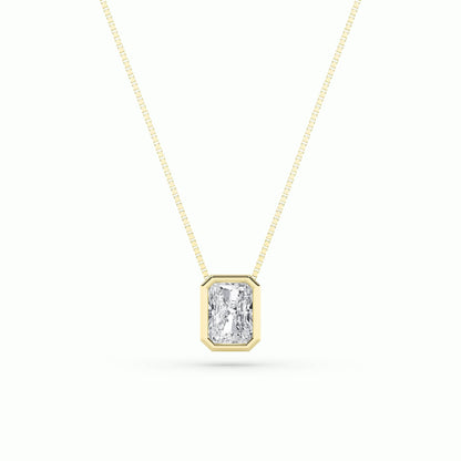 1CTW Radiant Lab-Grown Diamond Bezel Set Solitaire Pendant 1 Stone