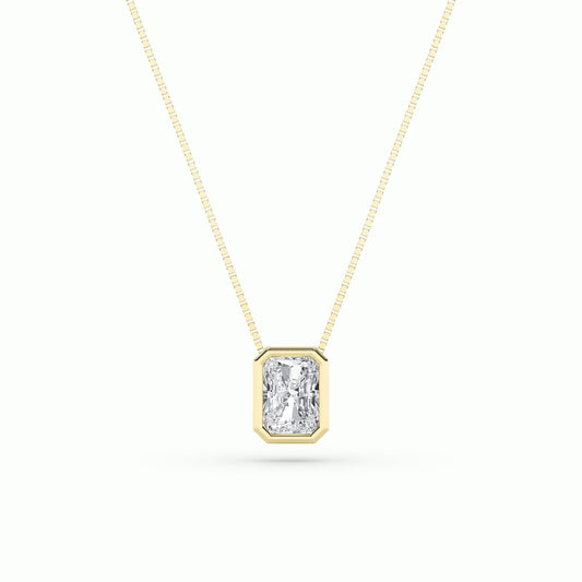 1CTW Radiant Lab-Grown Diamond Bezel Set Solitaire Pendant 1 Stone