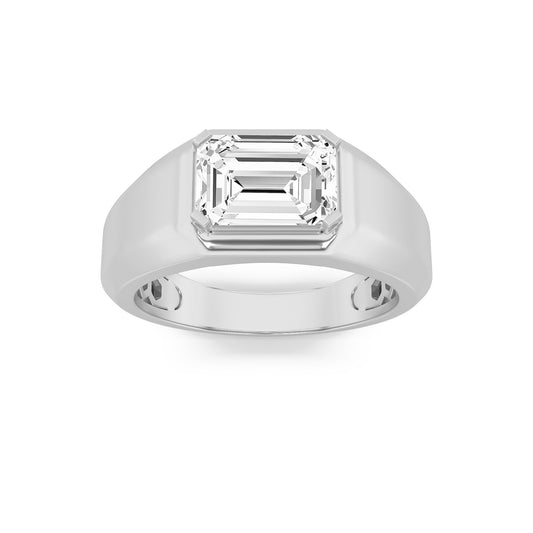 3CTW Emerald Lab-Grown Diamond Prong Men's Ring 1 Stone 9.7mm Width
