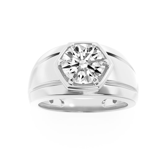 2CTW Round Lab-Grown Diamond Prong Men's Ring 1 Stone 10.5mm Width
