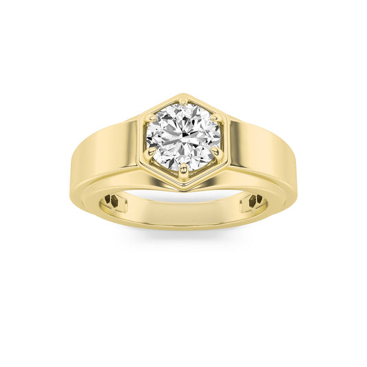 2CTW Round Lab-Grown Diamond Prong Men's Ring 1 Stone 11mm Width