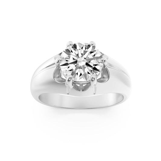 2CTW Round Lab-Grown Diamond Prong Men's Ring 1 Stone 10.8mm Width