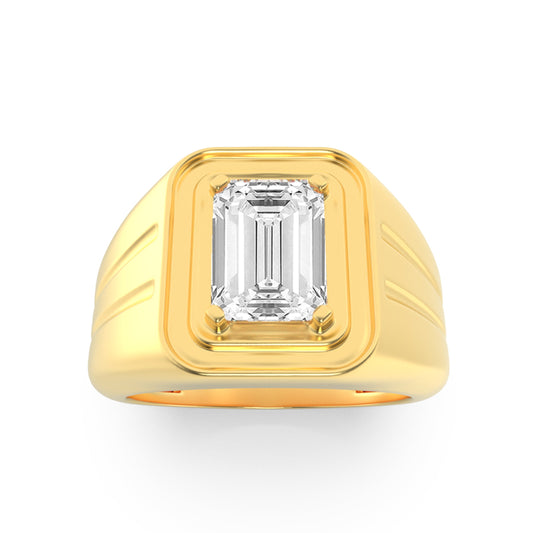 2CTW Emerald Lab-Grown Diamond Prong Men's Ring 1 Stone G Color
