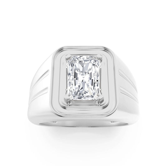 2CTW Emerald Lab-Grown Diamond Prong Men's Ring 1 Stone F Color