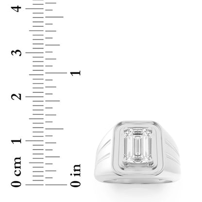 2CTW Emerald Lab-Grown Diamond Prong Men's Ring 1 Stone F Color