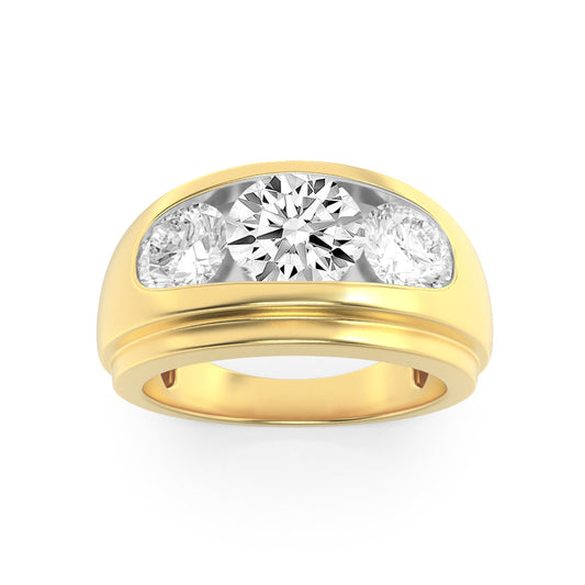 3CTW Round Lab-Grown Diamond Channel Men's Ring 3 Stones