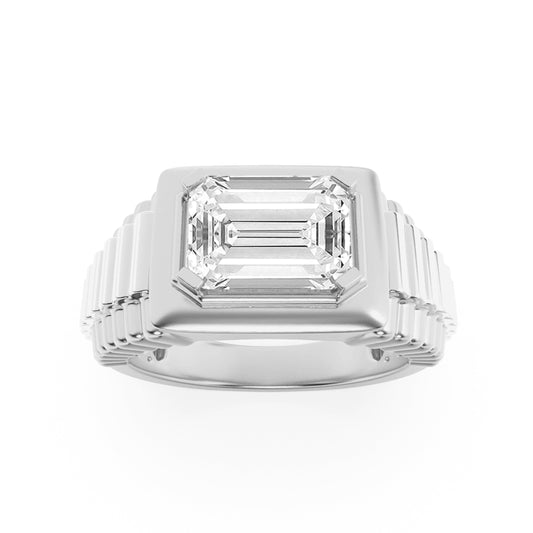 2.5CTW Emerald Lab-Grown Diamond Prong Men's Ring 1 Stone