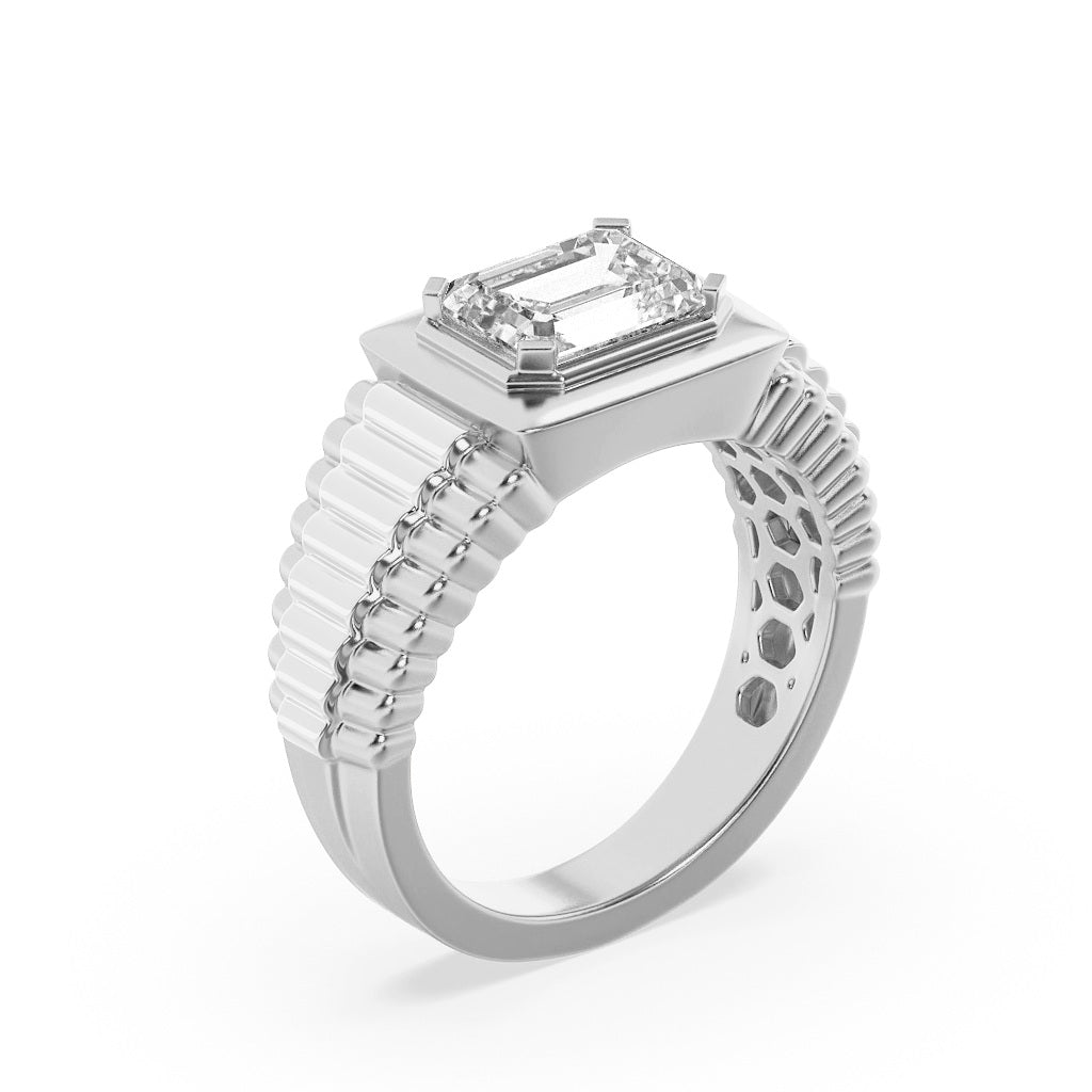 2.5CTW Emerald Lab-Grown Diamond Prong Men's Ring 1 Stone