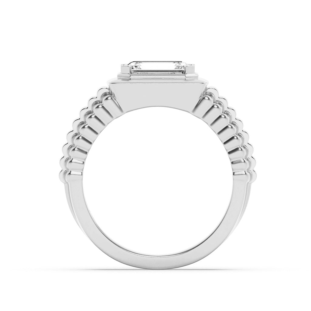 2.5CTW Emerald Lab-Grown Diamond Prong Men's Ring 1 Stone