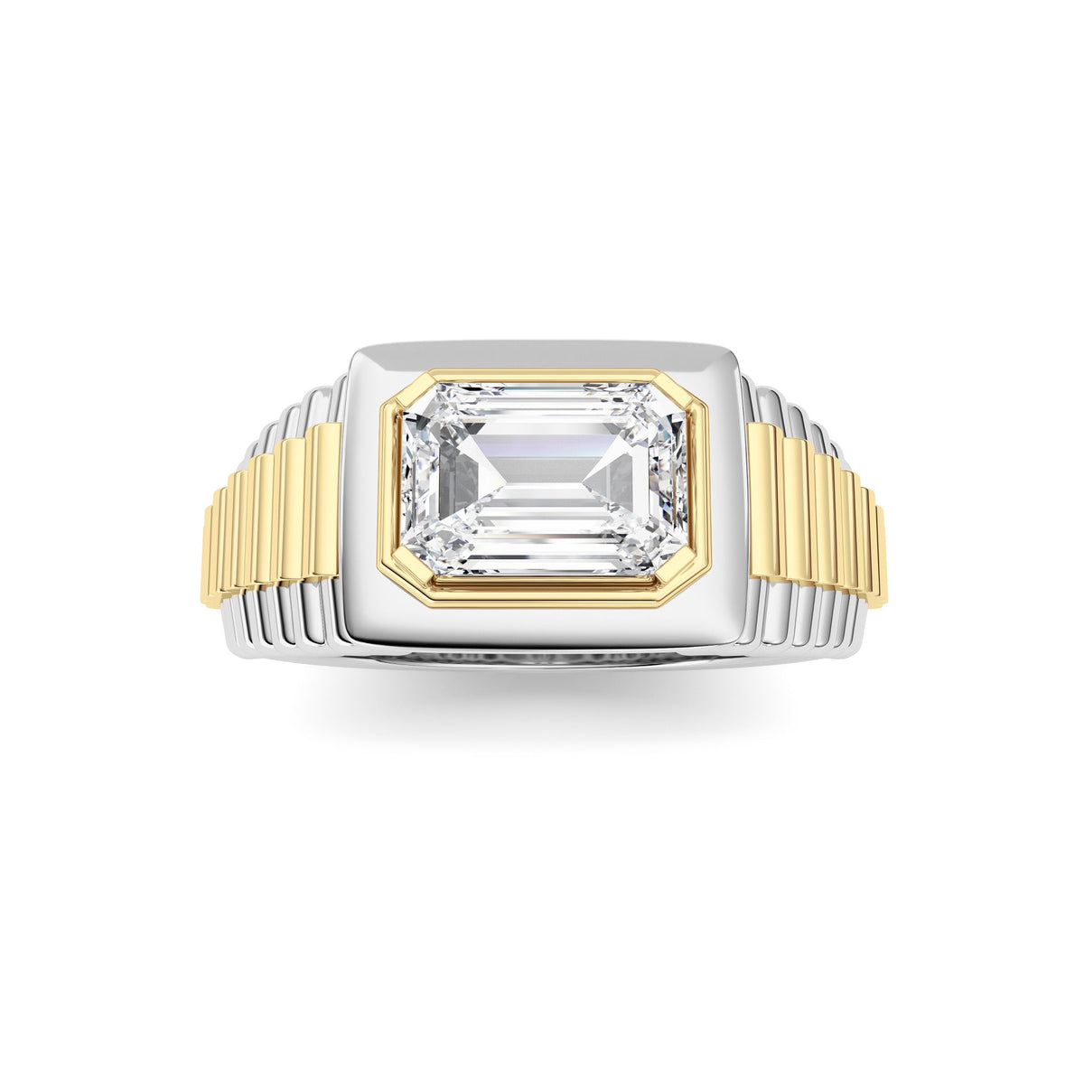 2.5CTW Emerald Lab-Grown Diamond Prong Men's Ring 1 Stone