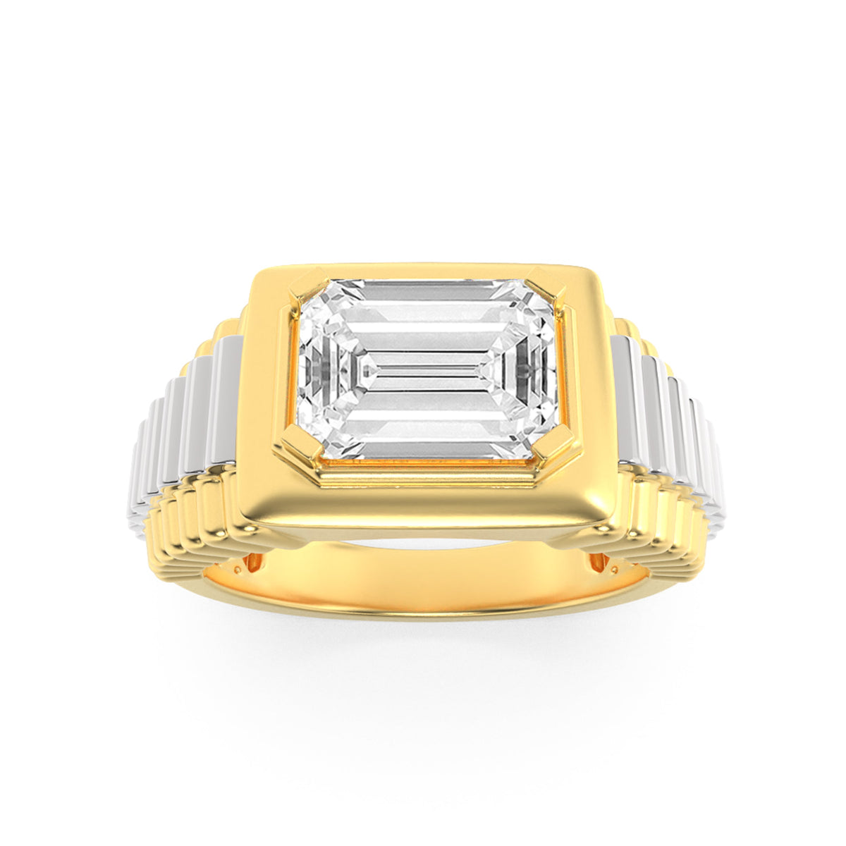 2.5CTW Emerald Lab-Grown Diamond Prong Men's Ring 1 Stone