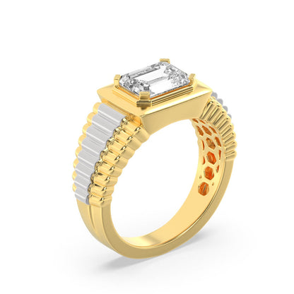 2.5CTW Emerald Lab-Grown Diamond Prong Men's Ring 1 Stone