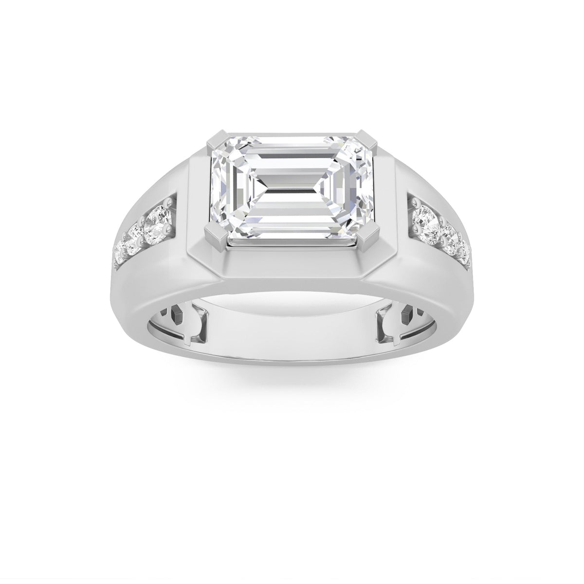 3.5CTW Emerald Lab-Grown Diamond Men's Ring 7 Stones