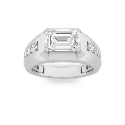 3.5CTW Emerald Lab-Grown Diamond Men's Ring 7 Stones