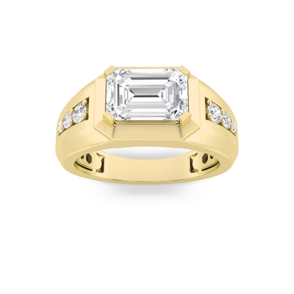 3.5CTW Emerald Lab-Grown Diamond Men's Ring 7 Stones