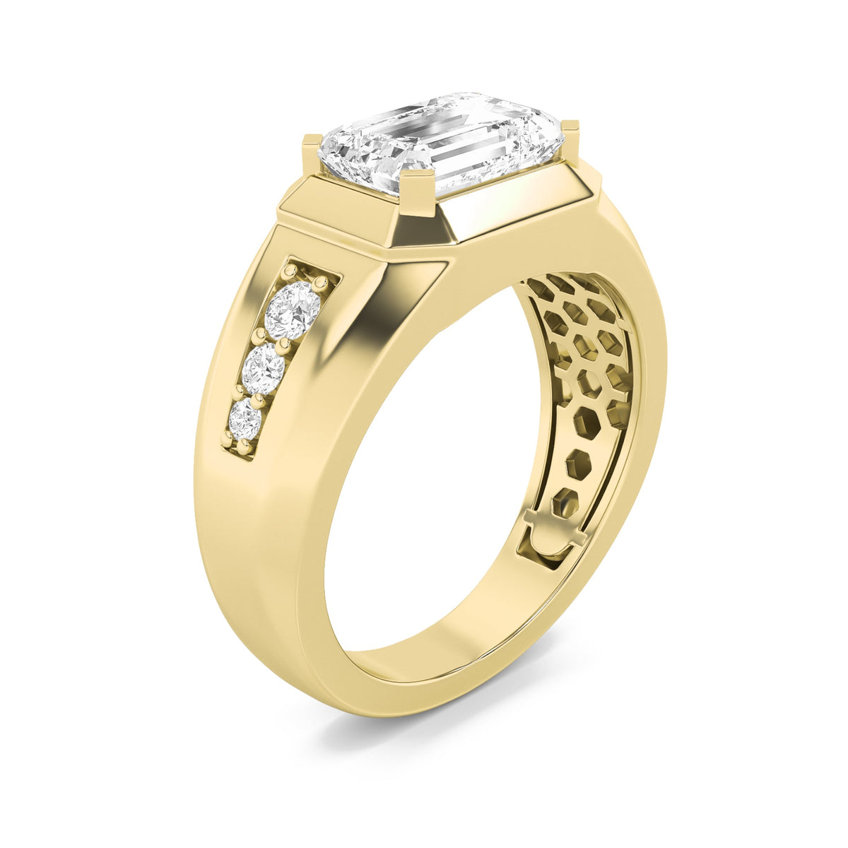 3.5CTW Emerald Lab-Grown Diamond Men's Ring 7 Stones