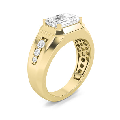 3.5CTW Emerald Lab-Grown Diamond Men's Ring 7 Stones