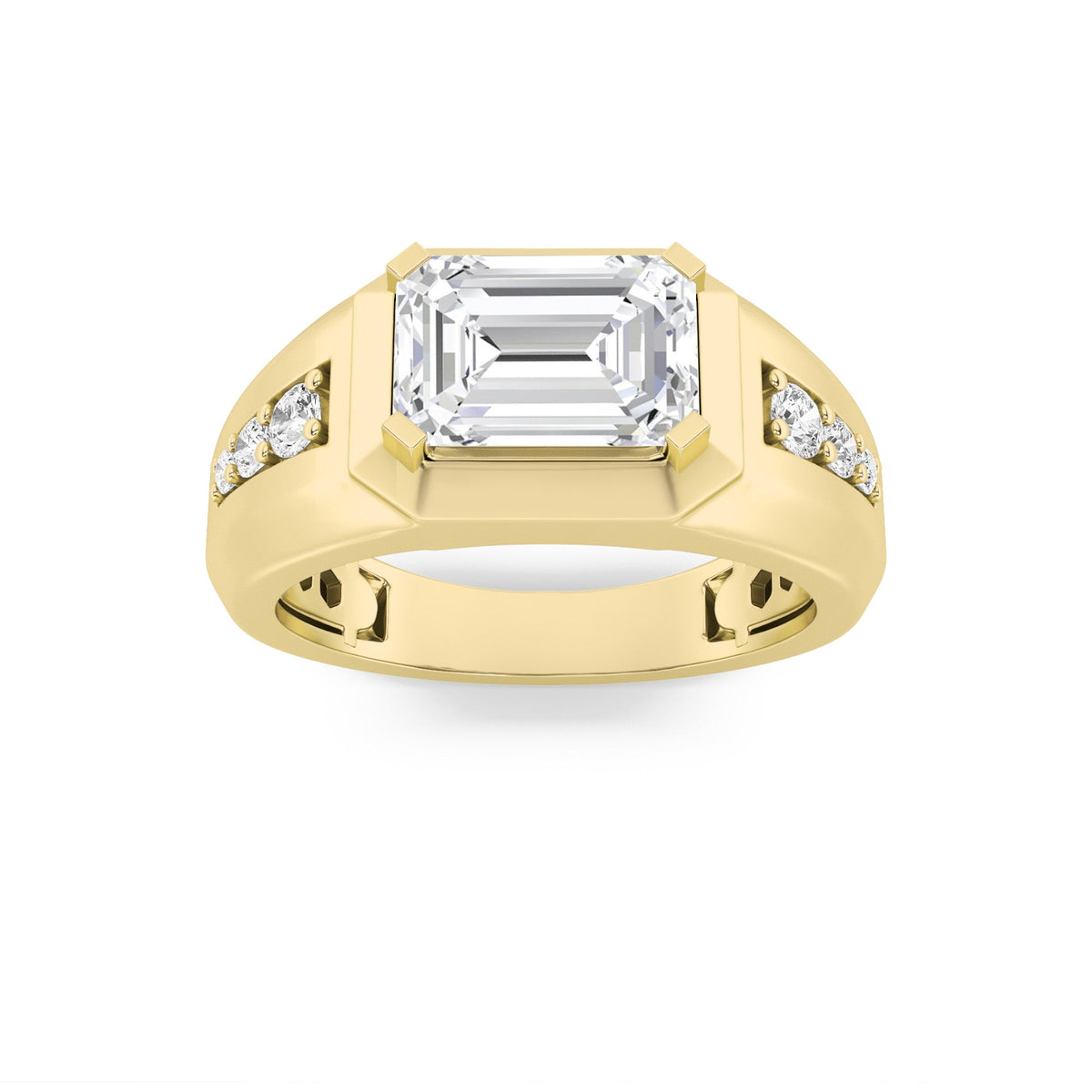 3.5CTW Emerald Lab-Grown Diamond Men's Ring 7 Stones